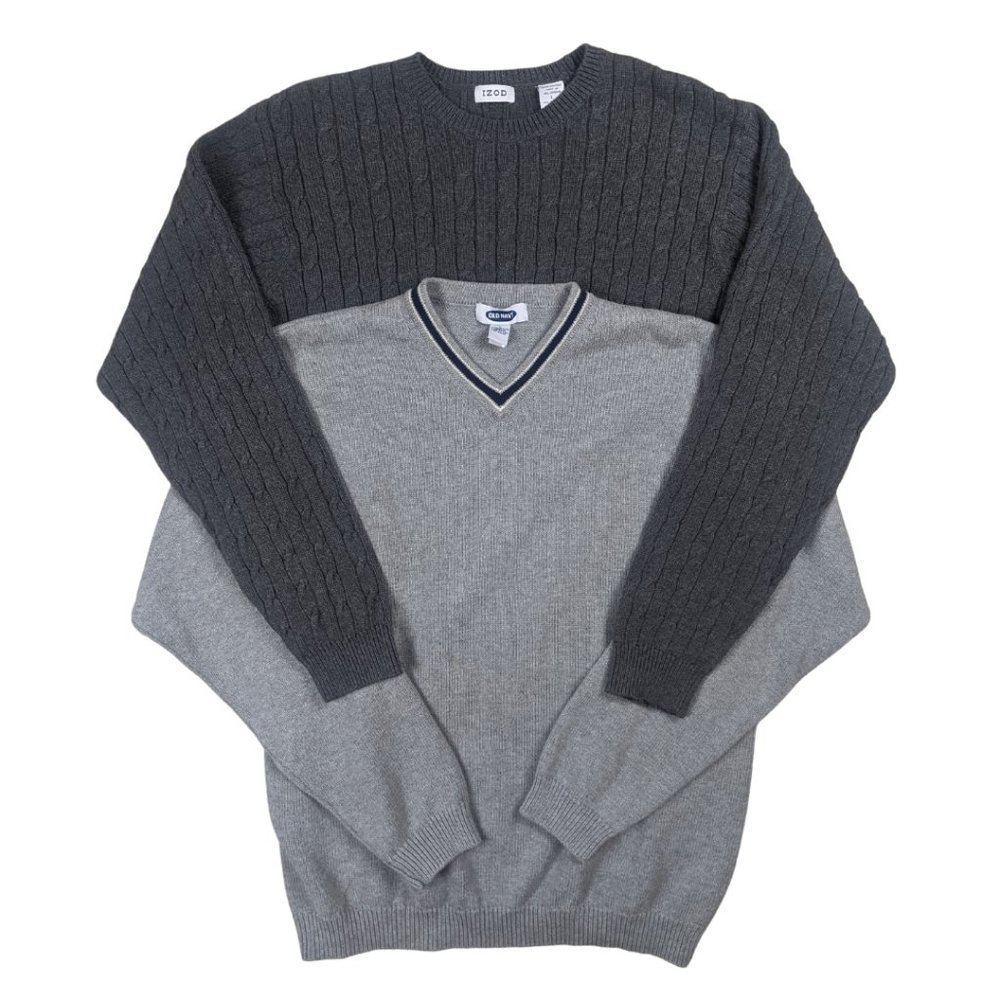 Old Navy Izod Gray Long Sleeve L Sweater Bundle